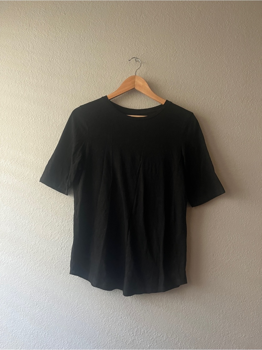 Eileen Fisher Black Short Half Sleeve Organic Cotton Tee